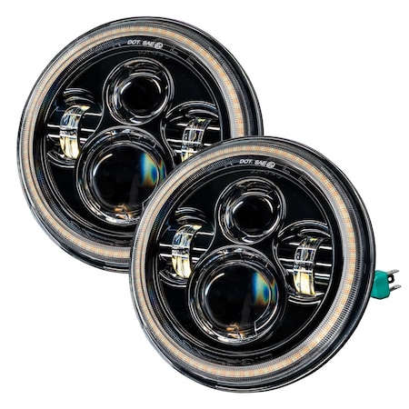 Oracle Lighting 2200 Lumens Low Beam And 3600 Lumens High Beam, 7" Round, Black Bezel/ Housing, Set Of 2 5769-123